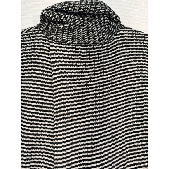 Cabi Womens Turtleneck Knit Sweater Size S Black & White Striped Split Front - Picture 13 of 14